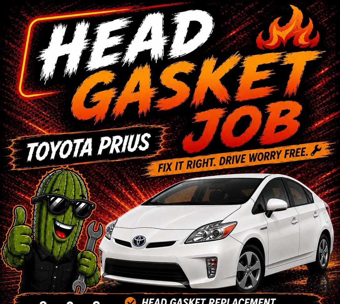Toyota Prius head gasket job service graphic